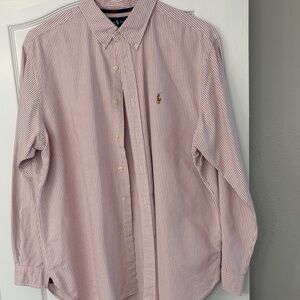 Ralph Lauren light red and White Striped Casual Shirt